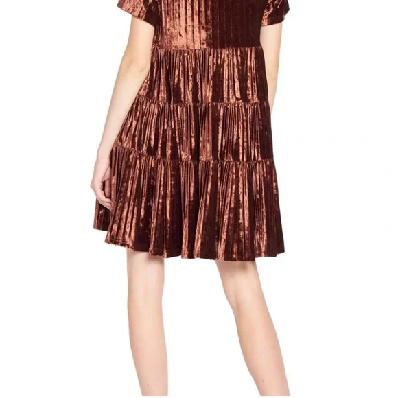 En Saison Velvet Tiered Babydoll Swing Dress - Picture 4 of 4